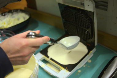 Waffle making in progress at FSCONS