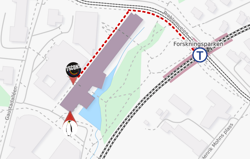 Map of Ole Johan Dahls Hus, the FSCONS venue